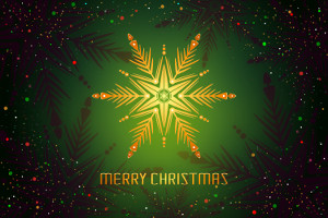 Weihnachtskarte mit gelbem Stern auf grünem Untergrund Weihnachtskarte mit gelbem Stern auf grünem Untergrund