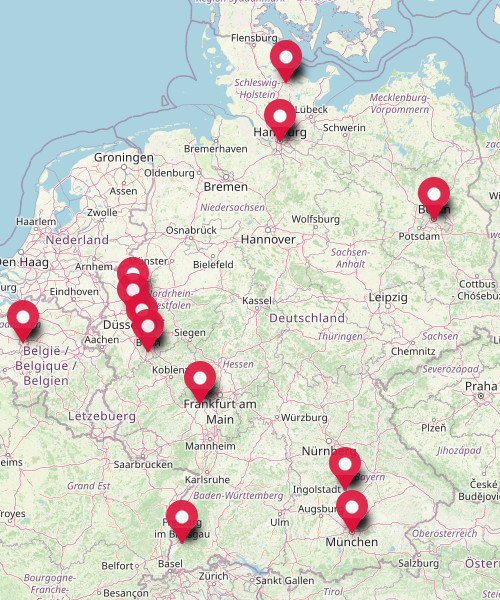 'OpenStreetMap'-Karte mit den Standorten der AMAKOR-Experten